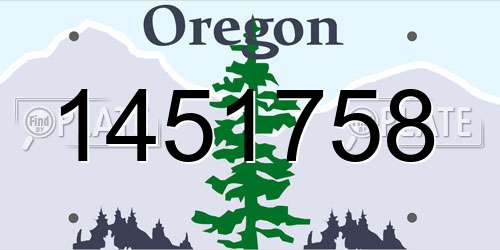 1451758 Oregon License Plate