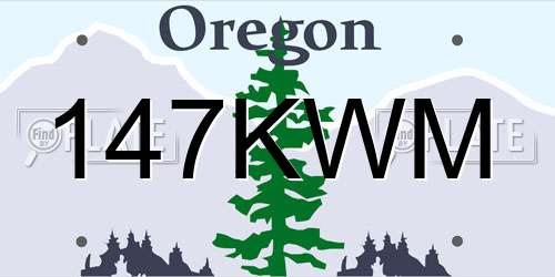 147KWM Oregon License Plate