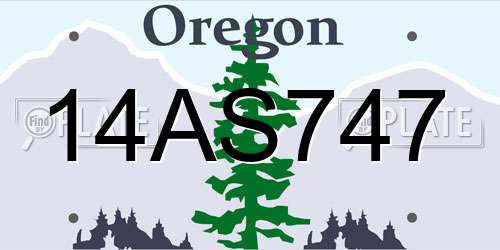 14AS747 Oregon License Plate