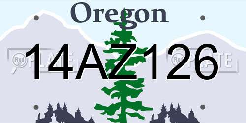 14AZ126 Oregon License Plate