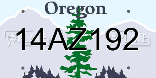 14AZ192 Oregon License Plate