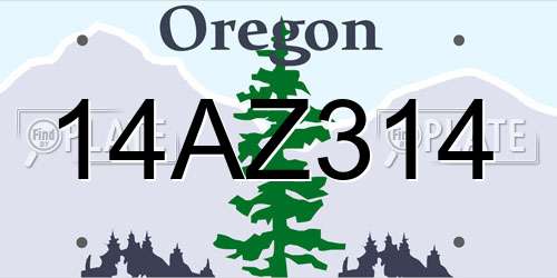 14AZ314 Oregon License Plate