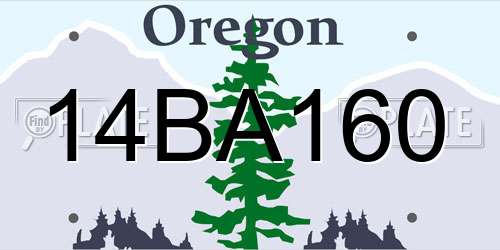 14BA160 Oregon License Plate
