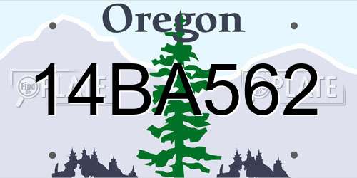 14BA562 Oregon License Plate