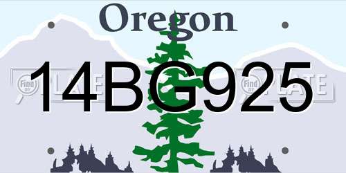 14BG925 Oregon License Plate