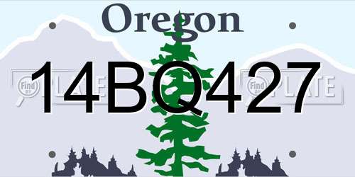 14BQ427 Oregon License Plate