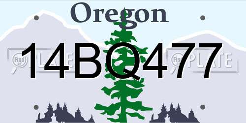 14BQ477 Oregon License Plate