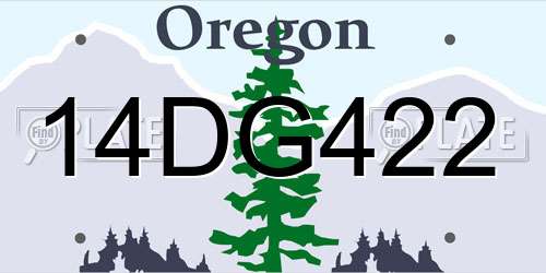 14DG422 Oregon License Plate