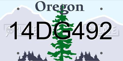 14DG492 Oregon License Plate