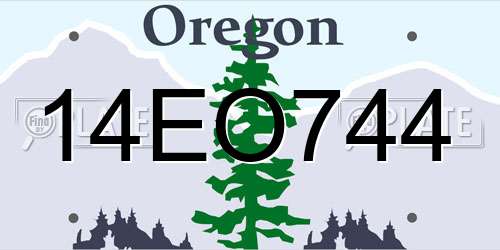 14EO744 Oregon License Plate