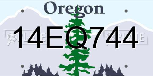 14EQ744 Oregon License Plate
