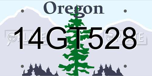 14GT528 Oregon License Plate