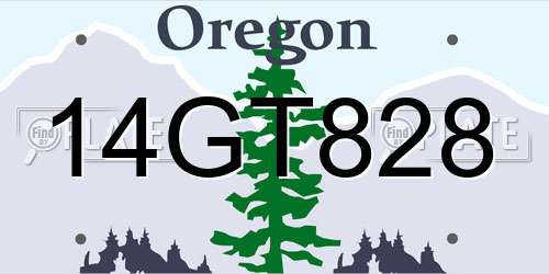 14GT828 Oregon License Plate