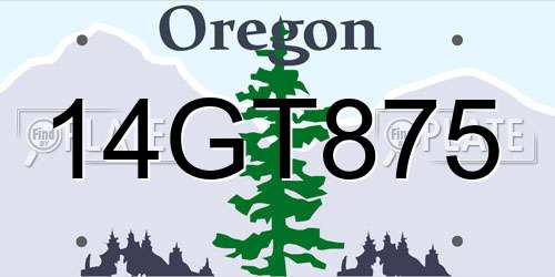14GT875 Oregon License Plate