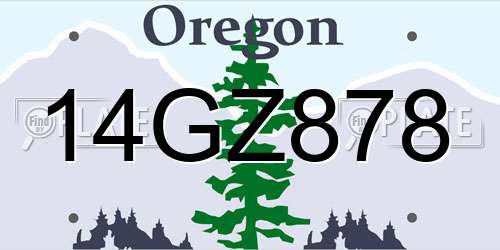 14GZ878 Oregon License Plate
