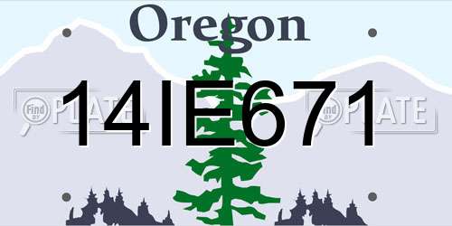 14IE671 Oregon License Plate