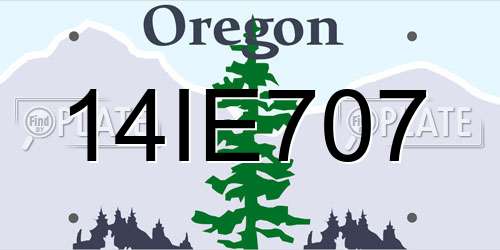 14IE707 Oregon License Plate