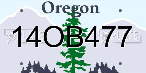 14OB477 Oregon License Plate