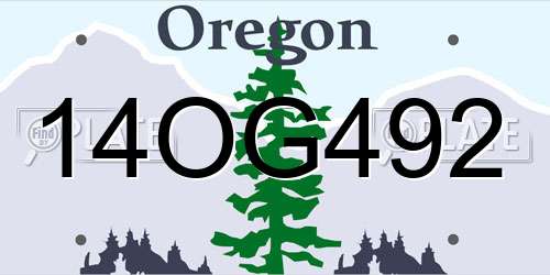 14OG492 Oregon License Plate