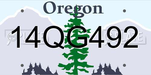 14QG492 Oregon License Plate