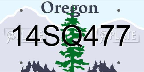 14SQ477 Oregon License Plate