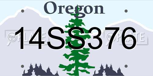 14SS376 Oregon License Plate