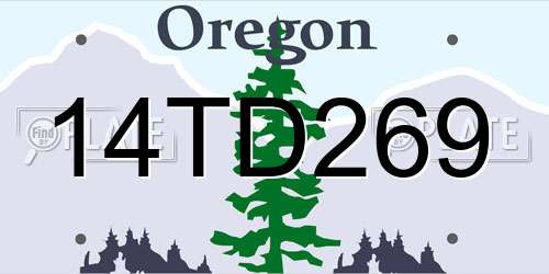 14TD269 Oregon License Plate