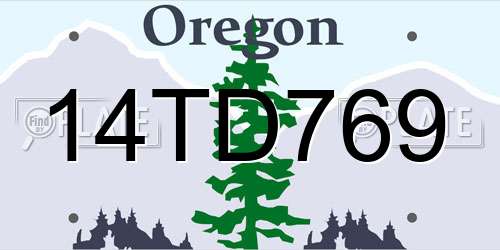14TD769 Oregon License Plate