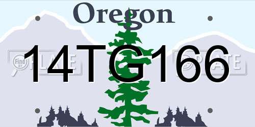 14TG166 Oregon License Plate