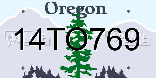 14TO769 Oregon License Plate