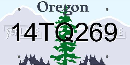 14TQ269 Oregon License Plate