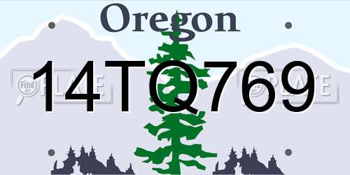 14TQ769 Oregon License Plate