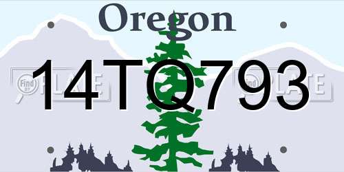 14TQ793 Oregon License Plate