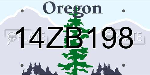 14ZB198 Oregon License Plate