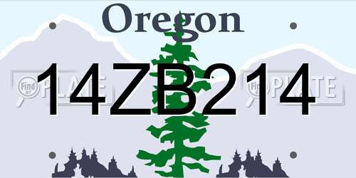 14ZB214 Oregon License Plate