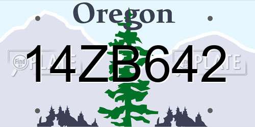 14ZB642 Oregon License Plate