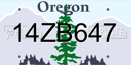 14ZB647 Oregon License Plate