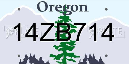 14ZB714 Oregon License Plate