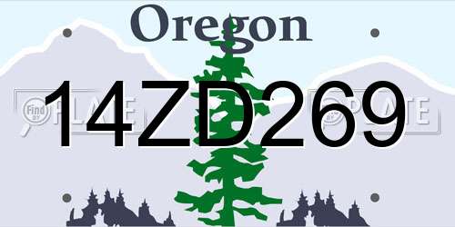 14ZD269 Oregon License Plate