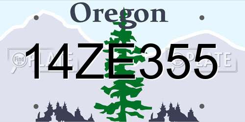 14ZE355 Oregon License Plate