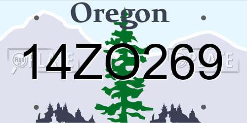 14ZO269 Oregon License Plate