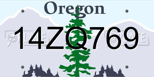 14ZQ769 Oregon License Plate