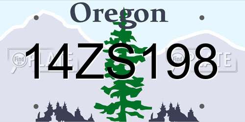 14ZS198 Oregon License Plate