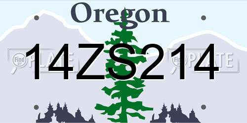 14ZS214 Oregon License Plate
