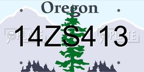 14ZS413 Oregon License Plate