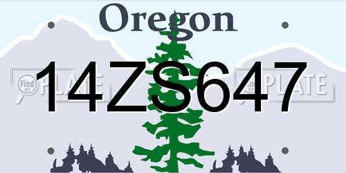 14ZS647 Oregon License Plate