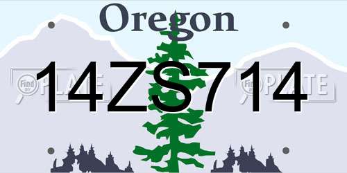 14ZS714 Oregon License Plate