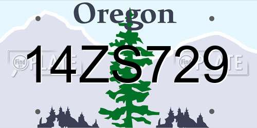 14ZS729 Oregon License Plate