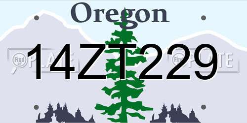 14ZT229 Oregon License Plate