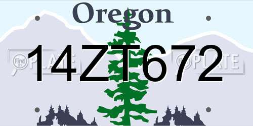 14ZT672 Oregon License Plate
